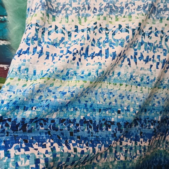 Alfred Dunner Blue White and Green Half Sleeve Top Size XL - Picture 8 of 9